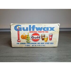 VAULTED Vintage Gulfwax Household Paraffin Wax‎ Box Gulf Oil Retro Graphics